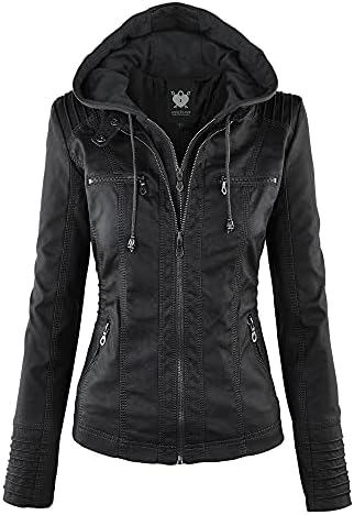 Made By Johnny MBJ WJC1347 Women's Faux Leather Moto Jacket with